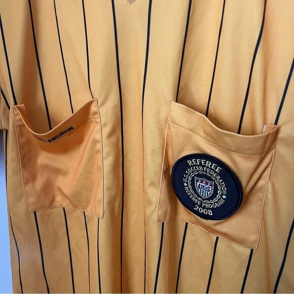 Final Decision Referee Shirt Soccer Yellow Black Halloween Costume - Picture 2 of 10